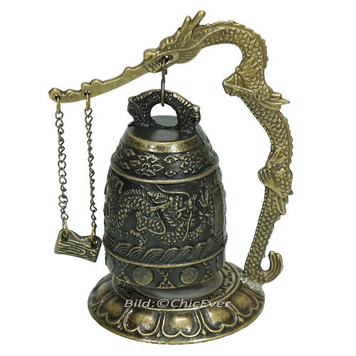 Koreanische Glocke mit Drachen in Antik-Look Stehglocke 4171